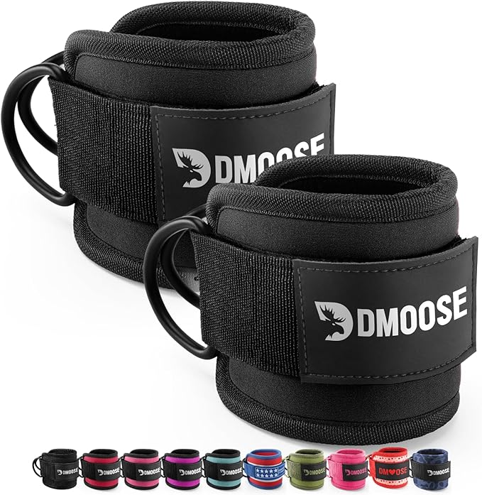 DMoose Ankle Strap for Cable Machine - One Size Fit with Premium Padding, Workout Kickback Ankle Cuffs, Ankle Bands for Working Out, Booty Workouts, Leg Extension, Hip Abductors & Lower Body Exercises