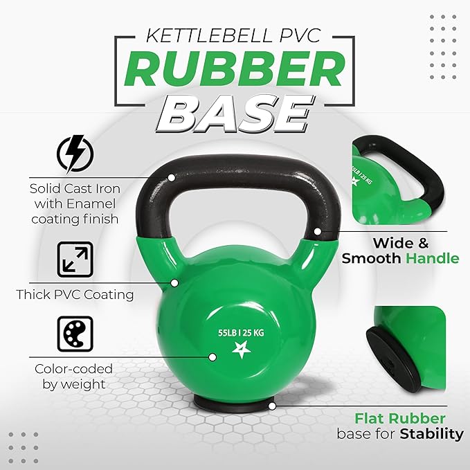 Yes4All Kettlebells Rubber Base, Kettlebell Set for Women, Strength Training Kettlebells Weights (10-65 lbs)