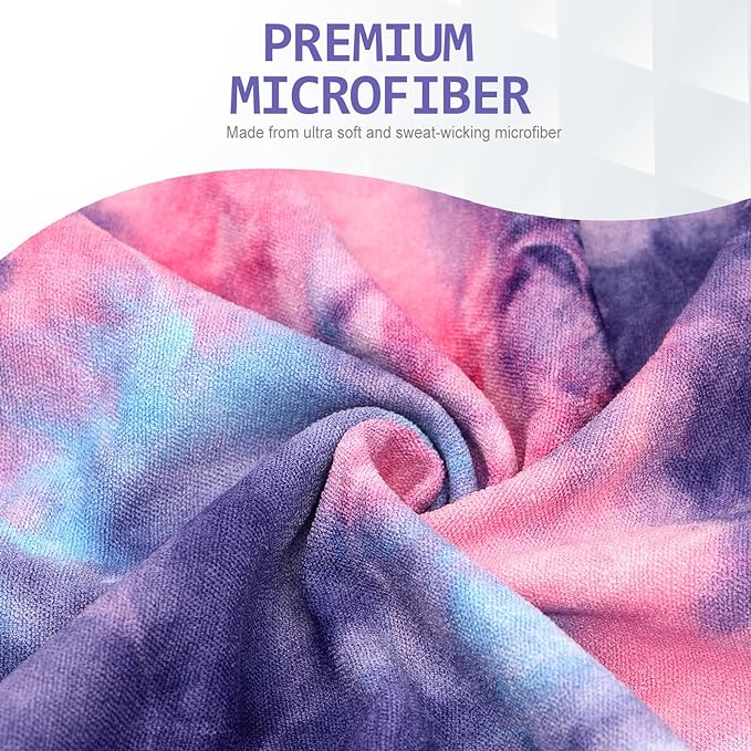 Eunzel Hot Yoga Towel - Microfiber Non Slip Yoga Mat Towel with Grip Dot Sweat Absorbent Towel for Hot Yoga, Pilates and Fitness 72" x 24", Purple & Blue/Pink