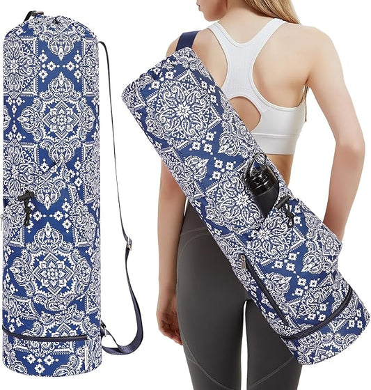 sportsnew Yoga Mat Bag with Water Bottle Pocket and Bottom Wet Pocket, Exercise Yoga Mat Carrier Multi-Functional Storage Bag, Patent pending