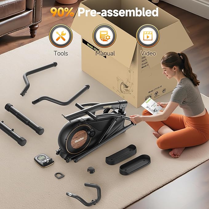 Niceday Elliptical Exercise Machine, Elliptical Machine for Home, Magnetic Elliptical Trainer with 15.5IN-19IN Stride, 16 Resistance Levels, 400LBS Loading Capacity, Support Kinomap APP