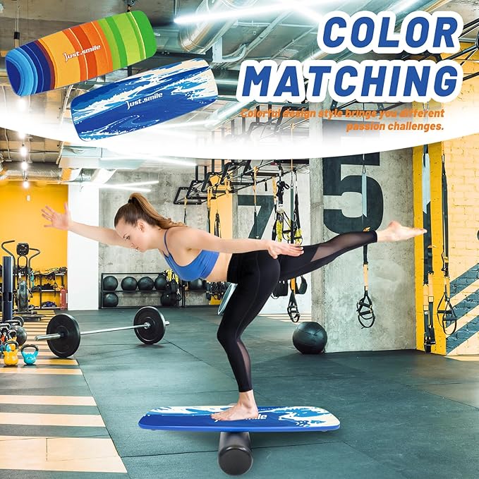 Balance Borad Sports Trainer-with Adjustable Stopper- Stability Board for Physical Therapy,Yoga,Surfing Training-Max Load 350lbs with Aiti- Slip Surface