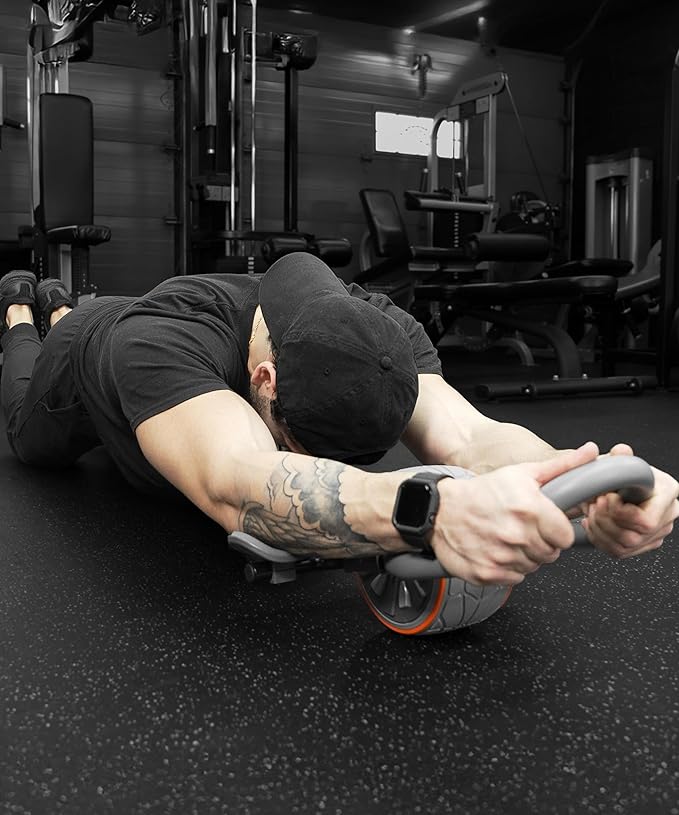 DMoose Fitness Ab Roller Wheel with Elbow Support & 2 Knee Pads - Abdominal Exercise Trainer for Core Strength Training - Ultimate Abs Workout Equipment for Home and Gym - Ab Machine for Men & Women