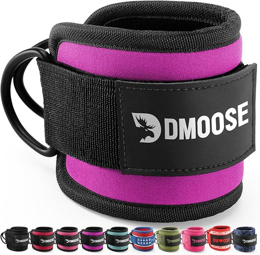 DMoose Ankle Strap for Cable Machine - One Size Fit with Premium Padding, Workout Kickback Ankle Cuffs, Ankle Bands for Working Out, Booty Workouts, Leg Extension, Hip Abductors & Lower Body Exercises
