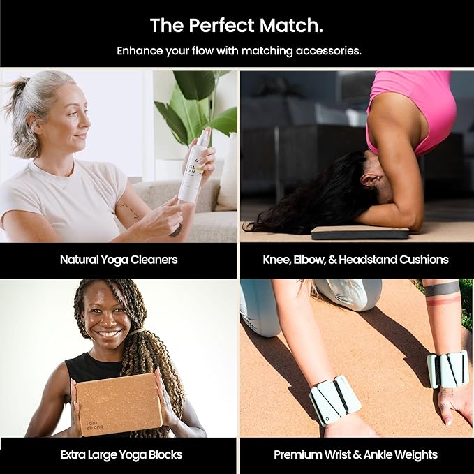 Luxury Cork Yoga Mat - Non Slip, Extra Thick Grip. Thicker, Longer, and Wider for More Comfort and Support. Tough Enough For Hot Yoga. Natural, Non Toxic, and Eco Friendly. Optional Alignment Lines.