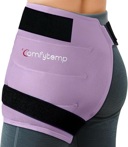 Comfytemp Hip Ice Pack Wrap for Sciatica, Hip Replacement, Fracture, Pain Relief, Reusable Gel Ice Pack for Injuries, Cold Compress Physical Therapy Recovery Gift Men Women FSA Eligible HSA Item (S/M)