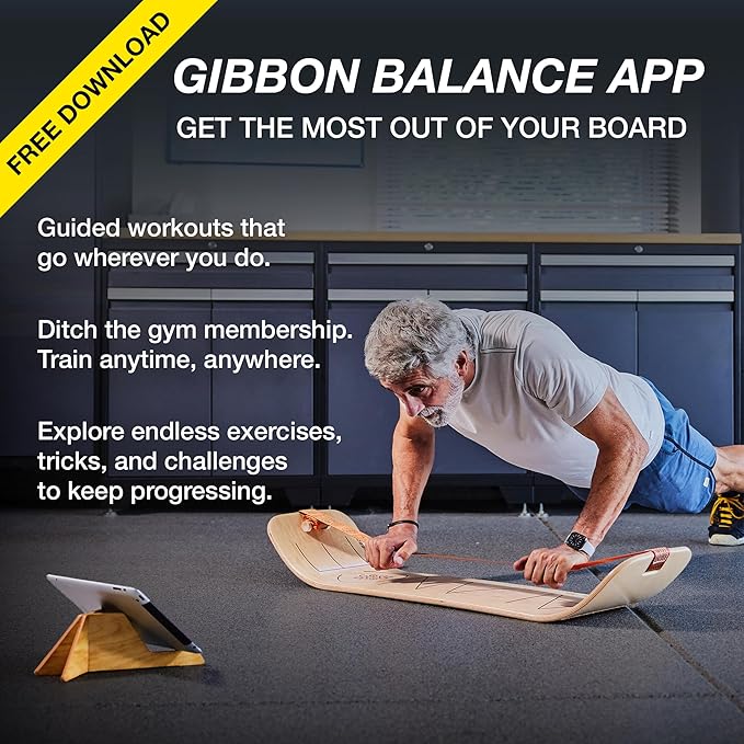GIBBON SlackBoard - GiBoard Balance Board - Gift for Kids & Adults - 1 & 2 Line Options - Slackline Balance Trainer for Core Workouts, Standing Desk Exercise, Home Gym, Yoga & More