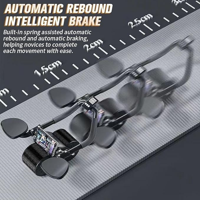 2024 New Ab Roller Wheel with Timer & Knee Mat,Automatic Rebound Abdominal Wheel with Elbow Support Ab Workout Equipment for Strengthening Core Muscles Abs Exercise Roller for Women Men
