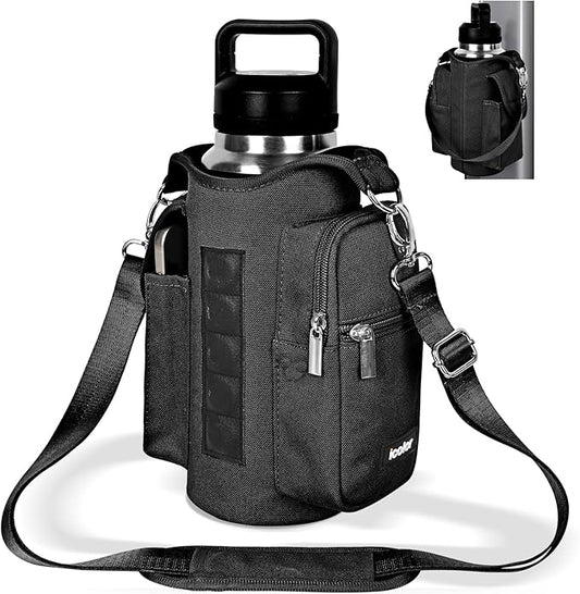 icolor Magnetic Gym Bag Water Bottle Carrier Holder with Phone Pockets & Shoulder Strap,Gym Magnetic Bag 5 Built-in Magnets Gym Accessories Organizer Magnetic Bottle Pouch Sleeve for Men Women