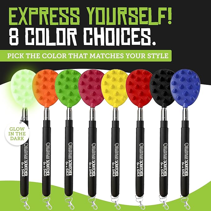 Cactus Scratcher Extendable Keychain Back Scratcher - 16" Long Stick Double Sided Retractable Scratching Tool for Hand, Neck, Head, and Body - Universal Gift for Family, Pets, and Friends, Blue