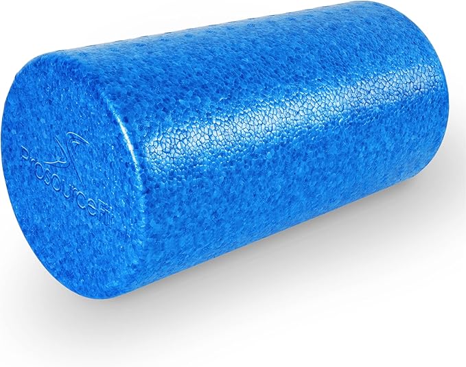 ProsourceFit High Density Foam Rollers 12 - inches Long, Firm Full Body Athletic Massage Tool for Back Stretching, Yoga, Pilates, Post Workout Muscle Recuperation, Black/Blue