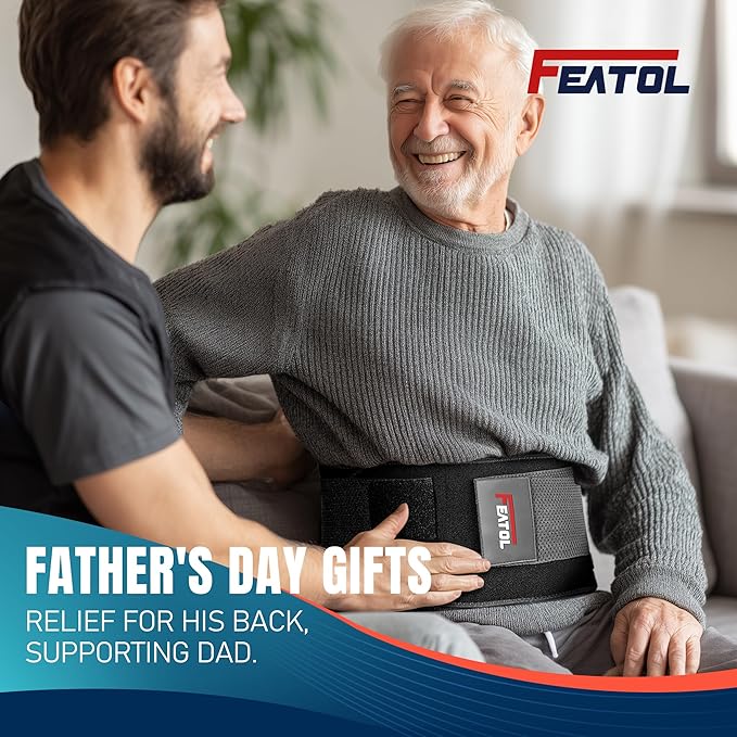 FEATOL 4XL Lumbar Support Belt for Men Heavy Lifting Work, Back Brace for Lower Back Pain, Breathable Support Belt with Lumbar Pad for Scoliosis, Herniated Disc, Sciatica (Fit Size:63''-68.9'')