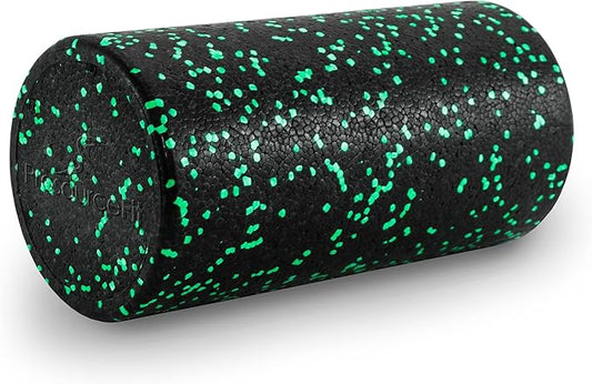 ProsourceFit High Density Foam Rollers 12 - inches Long, Firm Full Body Athletic Massage Tool for Back Stretching, Yoga, Pilates, Post Workout Muscle Recuperation, Black/Blue