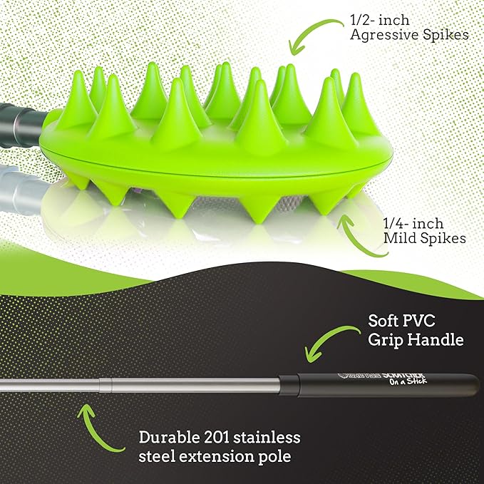 Cactus Scratcher Extendable Telescopic Back Scratcher - Extends 25" Long Double Sided Retractable Scratching Tool for Hand, Neck, Head, and Body - Universal Gift for Family, Pets, and Friends, Green