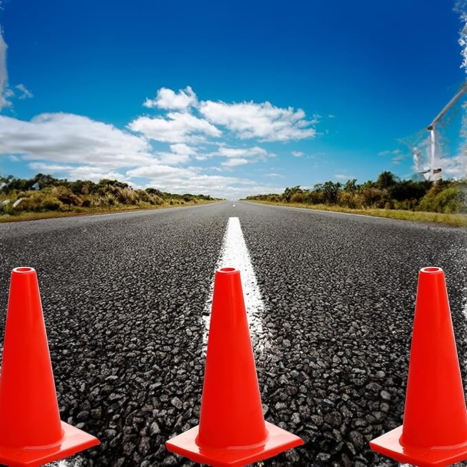 6in/9in/12in/28in Heavy Duty Agility Training Cones for Sports & Kids Coaching, Field Markers for Motorcycle, Bikes, Traffic, Basketball, Soccer Drills, Durable, Multipurpose, Adjustable