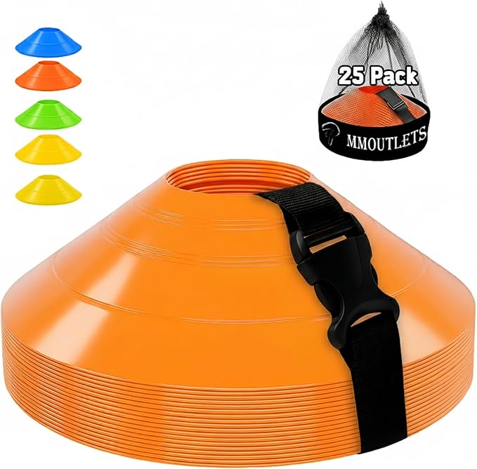 75/50/25 Pack, Pro-Grade Soccer Training Cones Set, Durable Agility Soccer Cones with Carry Bag & Strap Holder Ideal for Sports Training, Football, Soccer, Basketball- Trusted by Coaches & Athletes