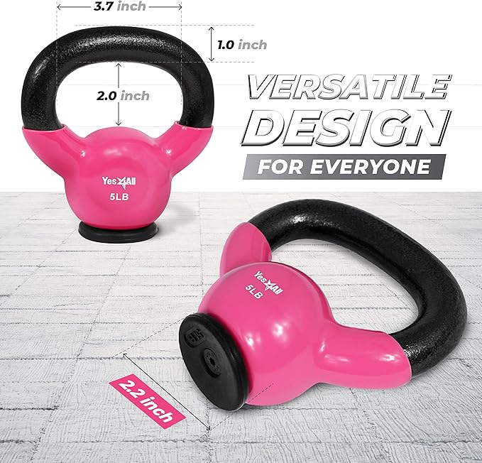 Yes4All Kettlebells Rubber Base, Kettlebell Set for Women, Strength Training Kettlebells Weights (10-65 lbs)