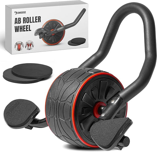 DMoose Fitness Ab Roller Wheel with Elbow Support & 2 Knee Pads - Abdominal Exercise Trainer for Core Strength Training - Ultimate Abs Workout Equipment for Home and Gym - Ab Machine for Men & Women
