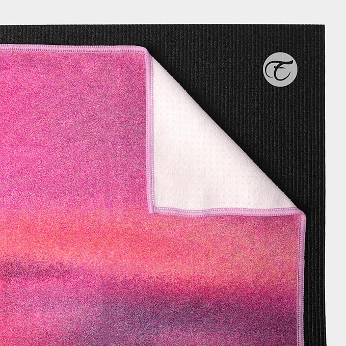 Hot Yoga Towel, Non Slip Yoga Mat Towel Sweat Absorbent Printed Yoga Towel with Grip Dots for Hot Yoga, Pilates and Workout 72"x 24", Sunset