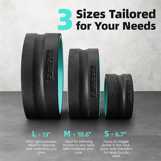 Back Roller Wheel Set of 3 with 2 Yoga Blocks – Foam Back Stretcher for Pain Relief, Spine Cradle Deep Tissue Massage Roller for Stretching & Physical Therapy