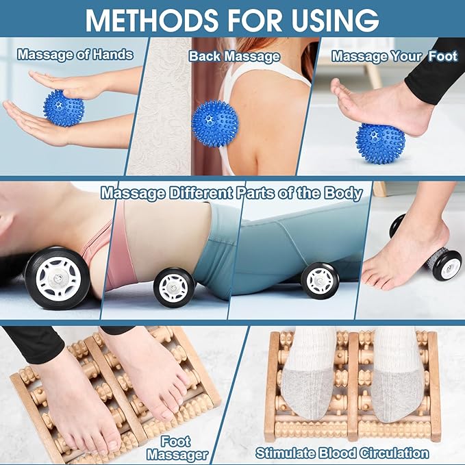 3PCS Foot Roller Plantar Massager for Plantar Fasciitis Relief and Reflexology, Plantar Roller Massager, Plantar Neuropathy Pain Reliever,orRelaxMuscles Wooden Reflexology Massage