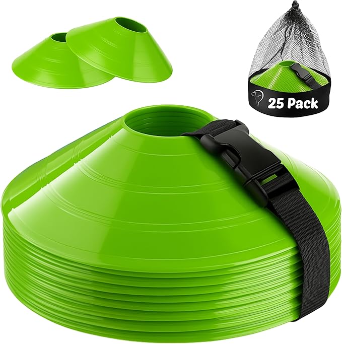 75/50/25 Pack, Pro-Grade Soccer Training Cones Set, Durable Agility Soccer Cones with Carry Bag & Strap Holder Ideal for Sports Training, Football, Soccer, Basketball- Trusted by Coaches & Athletes