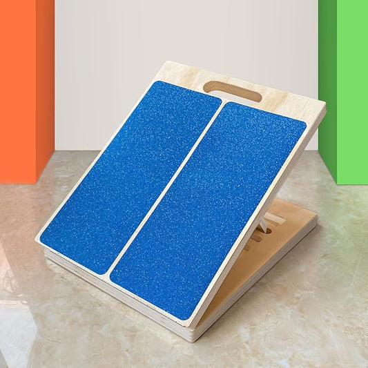 Adjustable Foot Incline Wooden Slant Board For Calf Stretching,440lb Capacity, Balance Velour Stretcher Ankle Stretch Knee Leg Boards Squats Wedge Exercise Pilates Fitness Portable Equipment