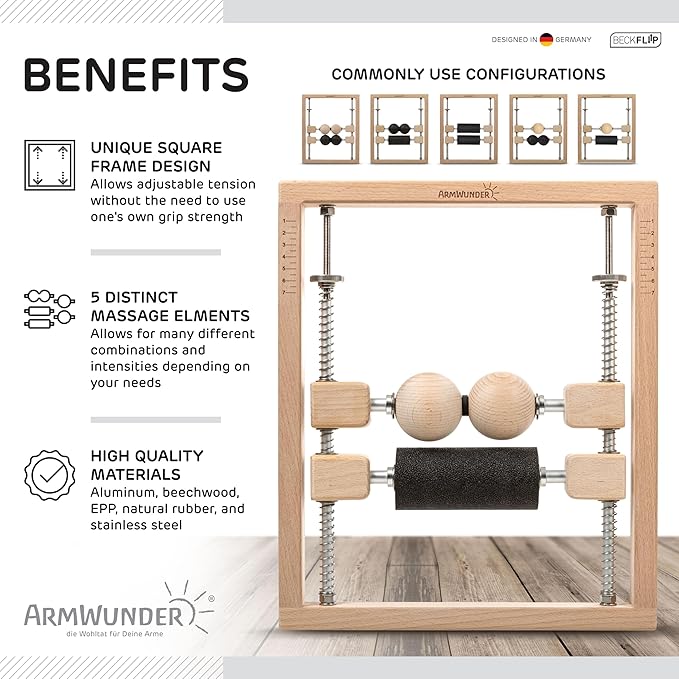 Professional Forearm Massager and Roller - Tennis Elbow, Golfer's Elbow, Tendonitis, Carpal Tunnel, Wrist, Hand, Trigger Point, Active & Myofascial Release