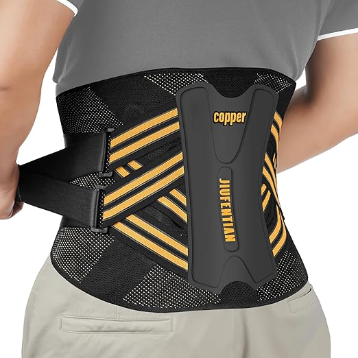 Copper Back Brace for Women & Men with Support System-Back Brace for Lower Back Pain Relief, Herniated Disc-Back Support Belt for Lifting, Sitting, Working, Muscle Strain & Recovery(X-Large)