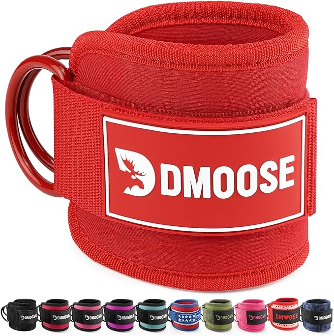 DMoose Ankle Strap for Cable Machine - One Size Fit with Premium Padding, Workout Kickback Ankle Cuffs, Ankle Bands for Working Out, Booty Workouts, Leg Extension, Hip Abductors & Lower Body Exercises
