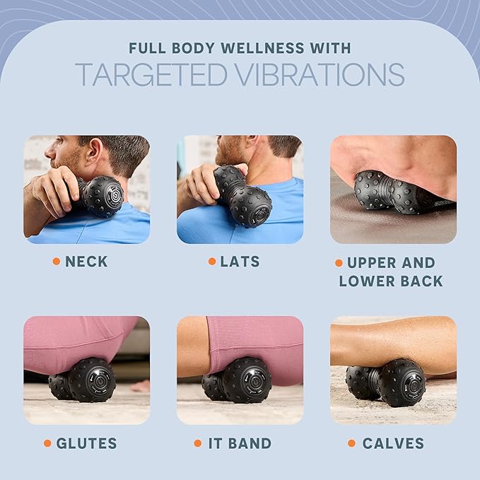 Lifepro 4-Speed Vibrating Massage Ball - Peanut Massager and Vibrating Foam Roller for Fitness, Mobility, and Relaxation - Compact and Portable Design