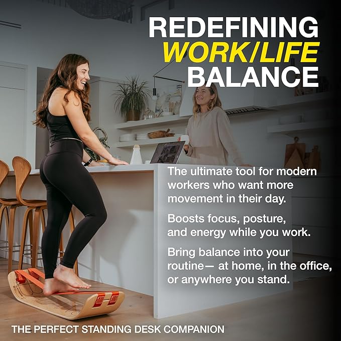 GIBBON SlackBoard - GiBoard Balance Board - Gift for Kids & Adults - 1 & 2 Line Options - Slackline Balance Trainer for Core Workouts, Standing Desk Exercise, Home Gym, Yoga & More