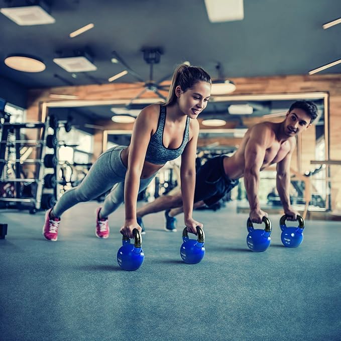 Yes4All Kettlebell, Vinyl Coated Kettlebell Cast Iron Sets with Stable Flat Bottom for Full Body Workout, Push up, Grip Strength Training & Weights Exercises