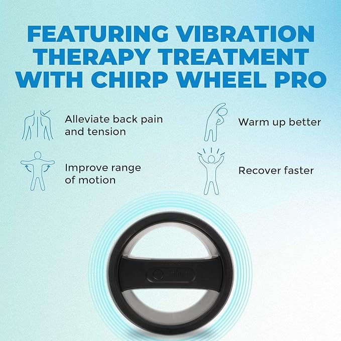 Chirp Wheel Pro Vibrating Massage Roller - 3 Speed Electric Massager for Back Pain Relief & Muscle Therapy, Workout Recovery, Physical Therapy, Yoga Massage | High Density Foam, 8" Black Up to 500 lbs