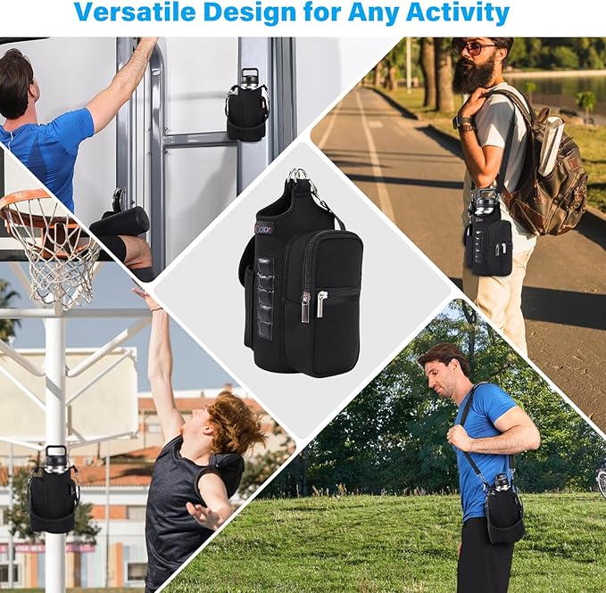 icolor Magnetic Gym Bag Water Bottle Carrier Holder with Phone Pockets & Shoulder Strap,Gym Magnetic Bag 5 Built-in Magnets Gym Accessories Organizer Magnetic Bottle Pouch Sleeve for Men Women