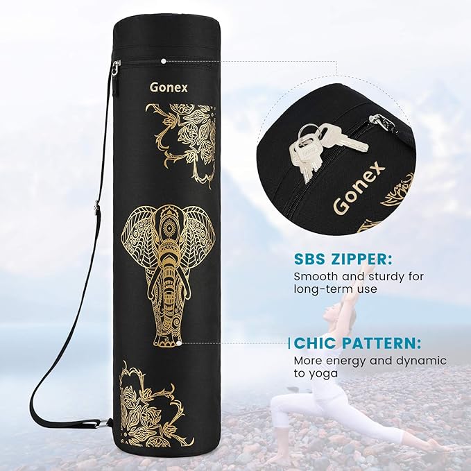 Gonex Yoga Mat Bag, Yoga Mat Carrier Full-Zip Exercise Yoga Mat Carry Bag for Women Men with 2 Multi-Functional Storage Cargo Pockets Extra Wide Adjustable Shoulder Strap