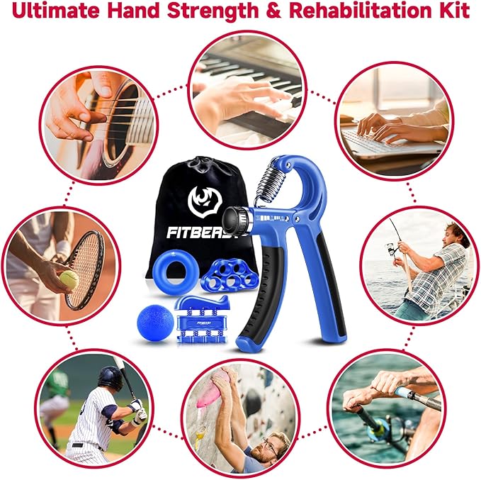 FitBeast Grip Strengthener Forearm Strengthener Hand Grips Strengthener Kit - 5 Pack Adjustable Resistance