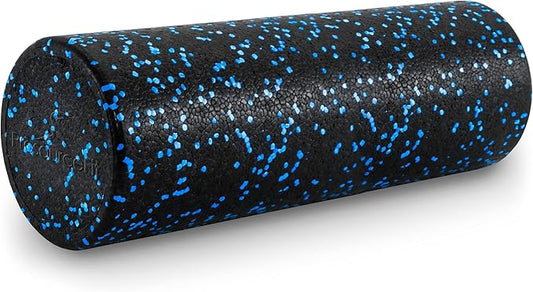 ProsourceFit High Density Foam Rollers 12 - inches Long, Firm Full Body Athletic Massage Tool for Back Stretching, Yoga, Pilates, Post Workout Muscle Recuperation, Black/Blue