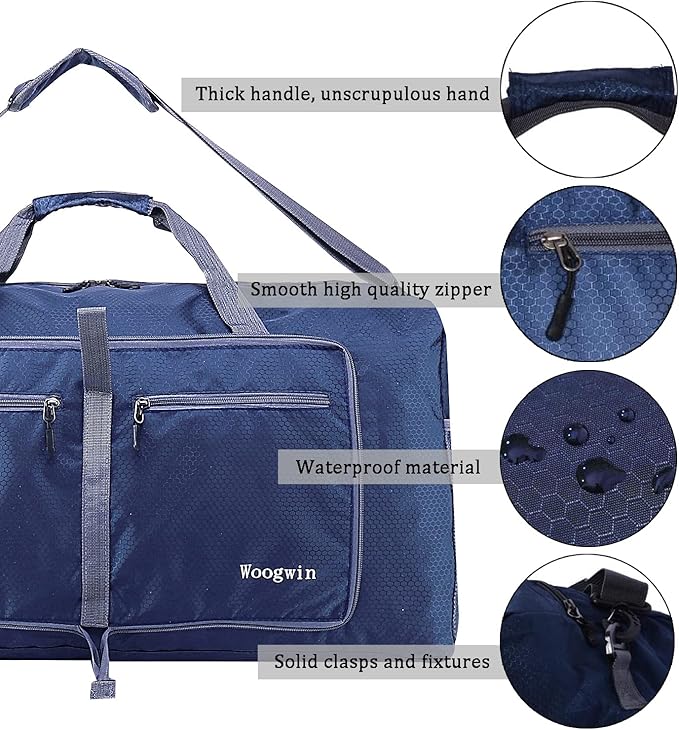 Woogwin Travel Duffel Bag Large Foldable Waterproof Overnight Bag for Beach Swim Bags Pool Sports Gym