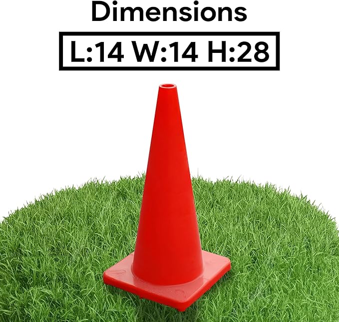 6in/9in/12in/28in Heavy Duty Agility Training Cones for Sports & Kids Coaching, Field Markers for Motorcycle, Bikes, Traffic, Basketball, Soccer Drills, Durable, Multipurpose, Adjustable
