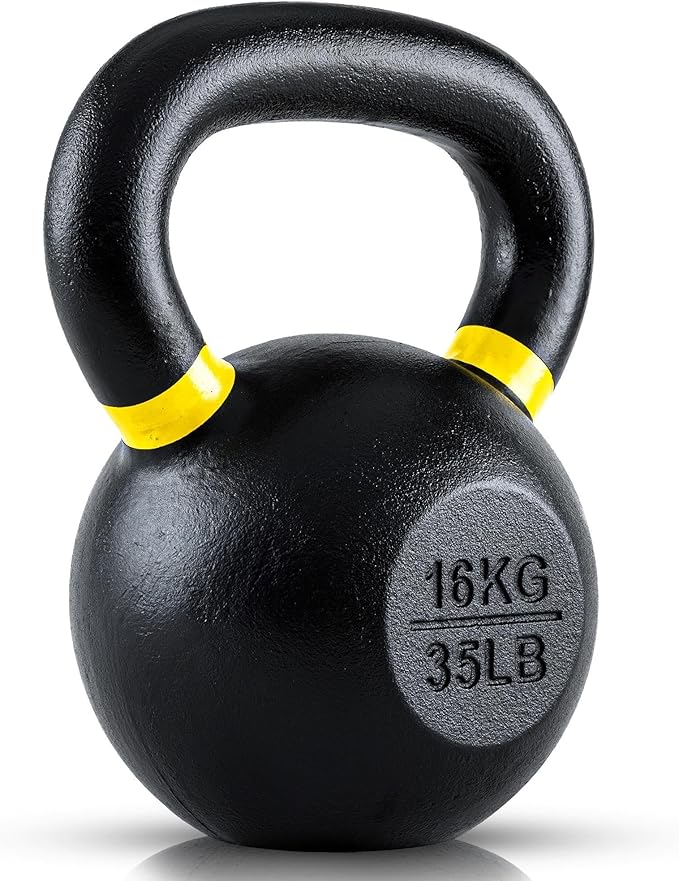 Rage Fitness Single Cast Iron Kettlebell | Powder Coated - Wide Handle Weights for Core & Glute Workouts; Swings, Squats, Deadlifts; Strength, Endurance & Flexibility for Men & Women