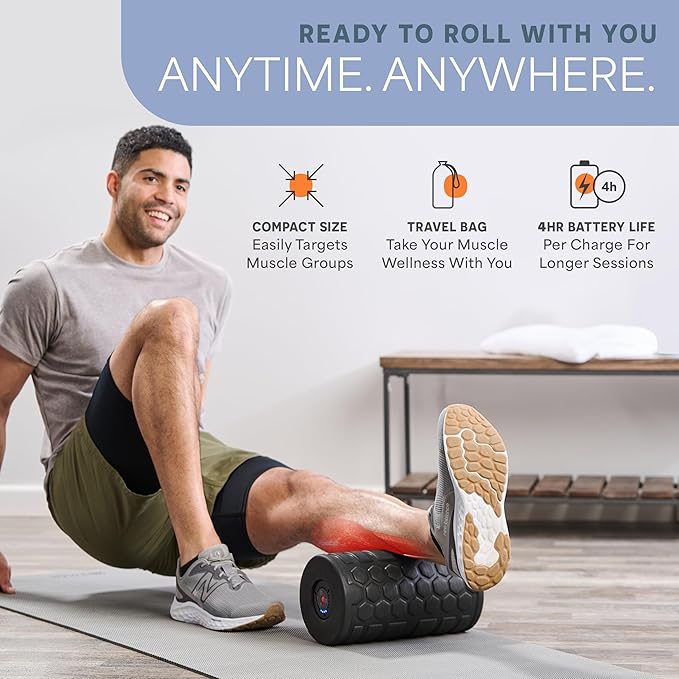 Lifepro 4-Speed Vibrating Massage Ball - Peanut Massager and Vibrating Foam Roller for Fitness, Mobility, and Relaxation - Compact and Portable Design