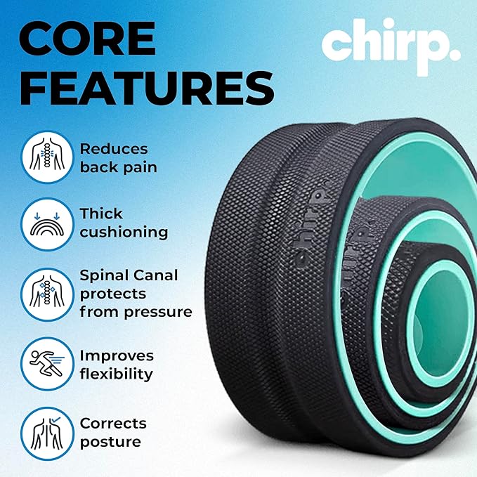 Chirp Wheel Foam Roller 3-Pack with Base – Back Pain Relief & Massage Roller Bundle, High Density Foam Rollers for Physical Therapy, Exercise & Relaxation – Mint – Compatible Base Included