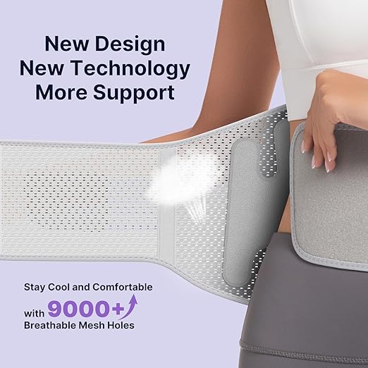 Fit Geno Back Brace for Lower Back Pain Women: Adjustable Lumbar Support Brace for Pain Relief - Breathable Waist Belt for Comfort - M