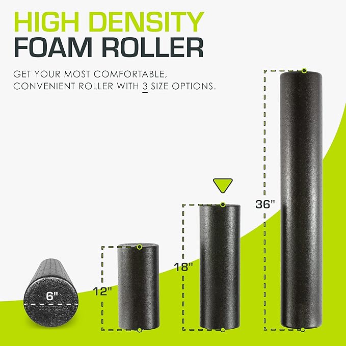 ProsourceFit High Density Foam Rollers 12 - inches Long, Firm Full Body Athletic Massage Tool for Back Stretching, Yoga, Pilates, Post Workout Muscle Recuperation, Black/Blue