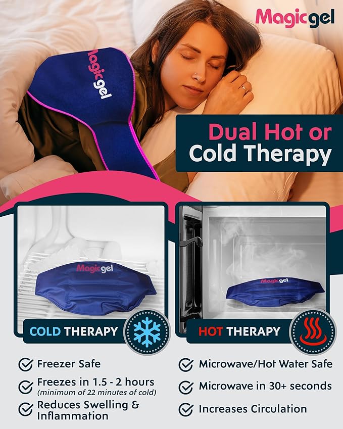 Magic Gel Ice Pack for Back Pain Relief | 2 Pack Reusable Lower Back Wrap for Hot or Cold Therapy | Relief for Lower Lumbar, Sciatic Nerve, Herniated or Degenerative Disc, Coccyx, Tailbone Pain