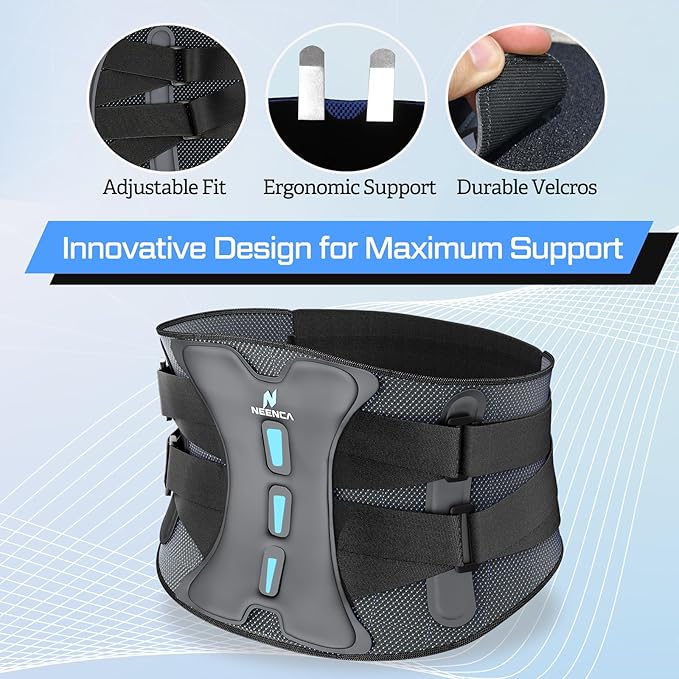 NEENCA Lower Back Brace for Lower Back Pain Relief, Medical Grade Lumbar Support Belt for Women Men, Herniated Disc,Lumbar Strain,Sciatica, Scoliosis (Black, Small)