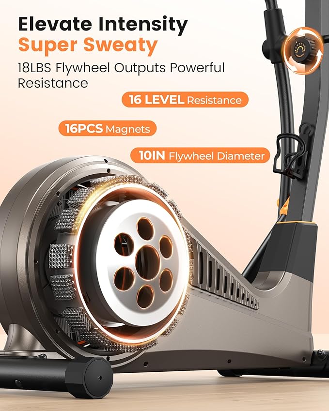 Niceday Elliptical Exercise Machine, Elliptical Machine for Home, Magnetic Elliptical Trainer with 15.5IN-19IN Stride, 16 Resistance Levels, 400LBS Loading Capacity, Support Kinomap APP