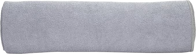 Yoga Mat Towel - Double Sided Microfiber Yoga Towel - Sweat Absorbent Non Slip Hot Yoga Towel - Lightweight, Quick Drying Pilates and Bikram Sweat Towel - 73''L x 26''W, Fog Gray