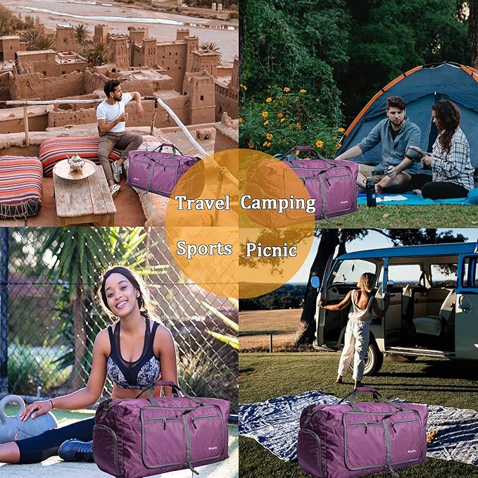 Woogwin Travel Duffel Bag Large Foldable Waterproof Overnight Bag for Beach Swim Bags Pool Sports Gym